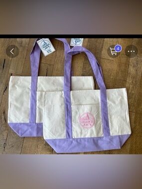 Trader Joe's Large Canvas Tote Bag - Lavender, set of 2